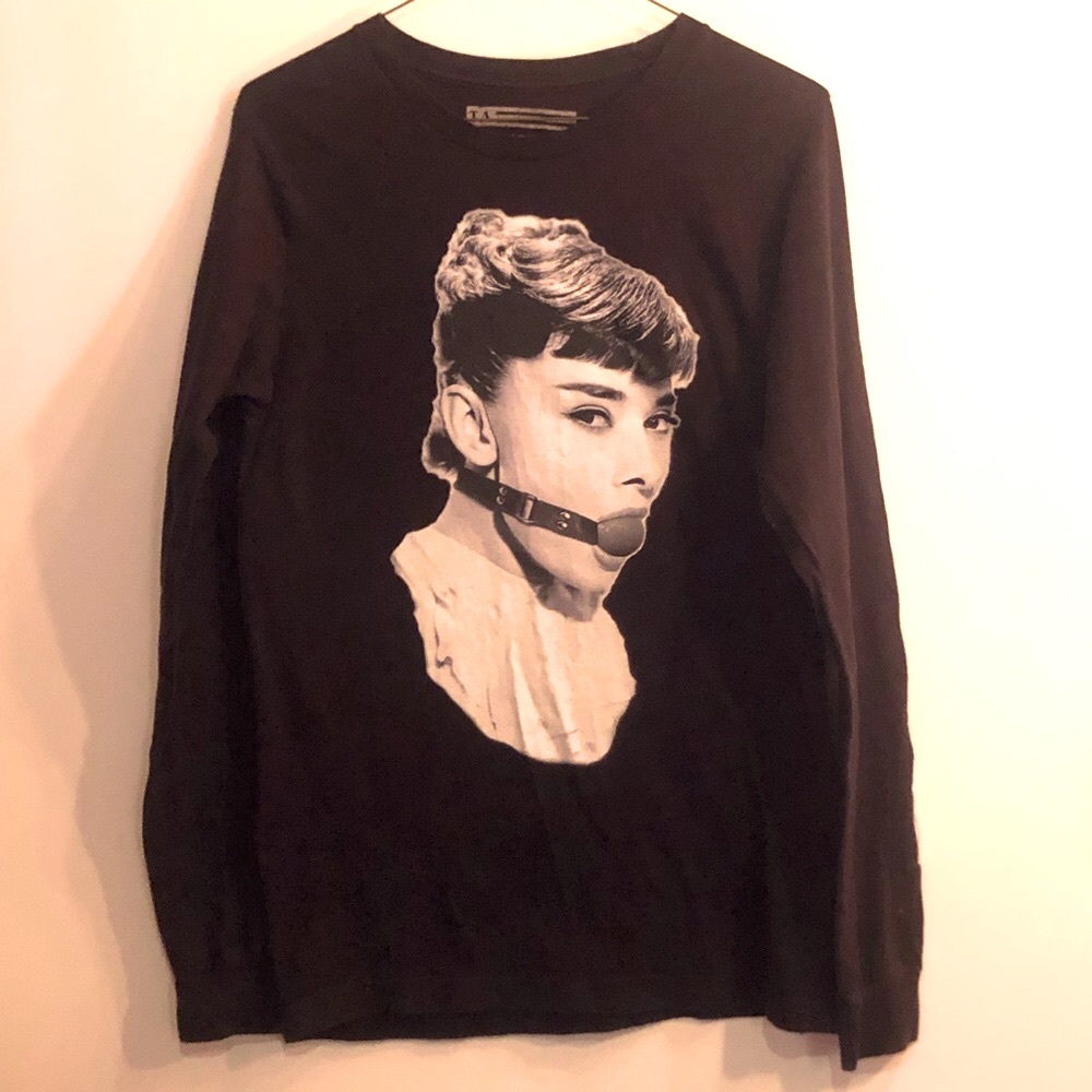 Dolls kill Audrey Hepburn ball gag long sleeve black shirt S These Americans